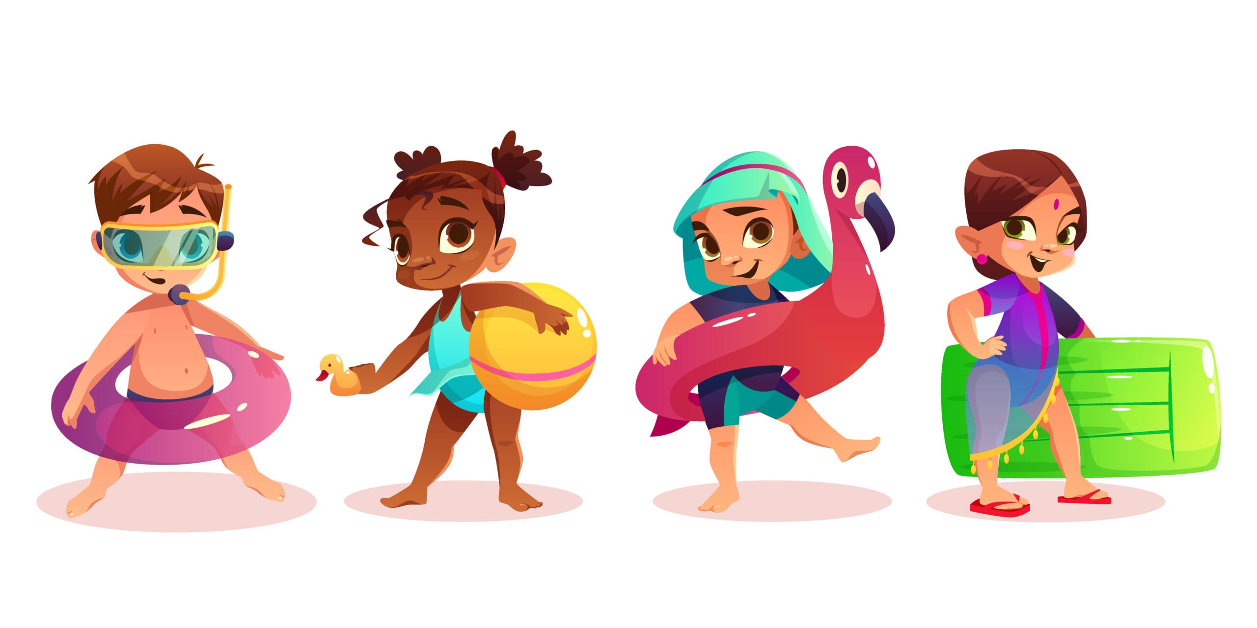 Little boys and girls ready with their swim gear.